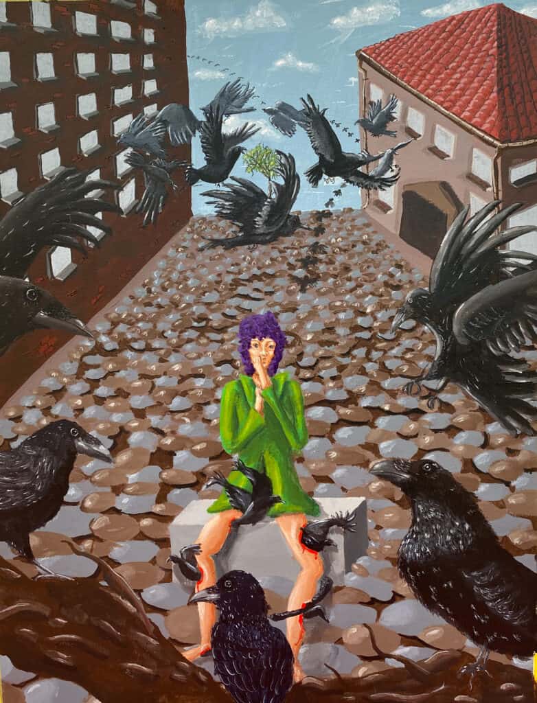 Schilderij wegwerpkind. Te huur en of te koop